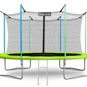 Батут Atlas Sport 435 см (14ft) с внутренней сеткой и лестницей GREEN