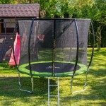 Батут SKYJUMP (скайджамп) MASTER green 252 cм (3 ноги) с защитной сеткой и лестницей