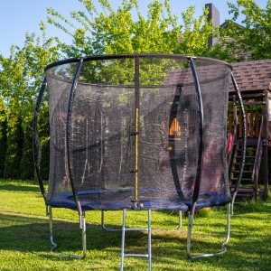 Батут SKYJUMP (скайджамп) MASTER 252 cм (3 ноги) с защитной сеткой и лестницей Blue